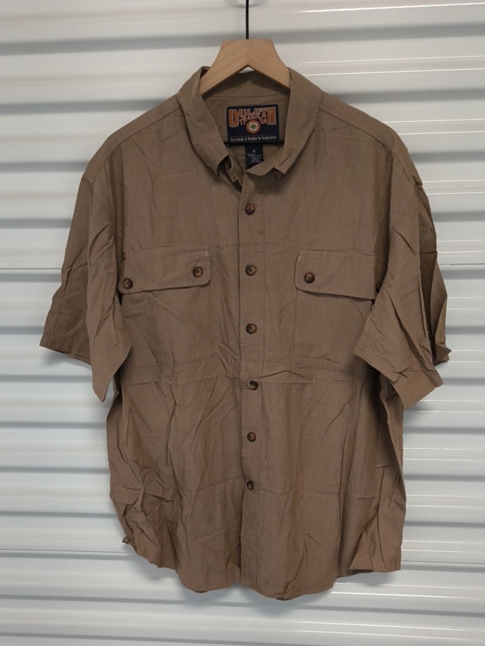 Duluth Trading Co Men's Vented  Fishing Shirt Short Sleeve Brown Size XL
